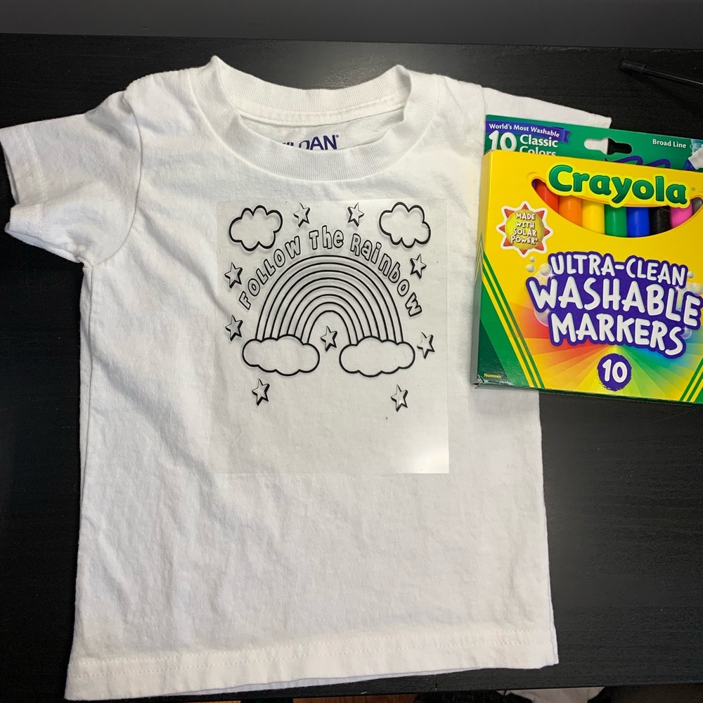 Kid’s Coloring Shirt with Markers - Multiple Designs Available! - Picture 9 of 16